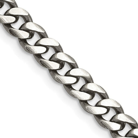 Sterling Silver Antiqued 6mm Curb Chain Necklace