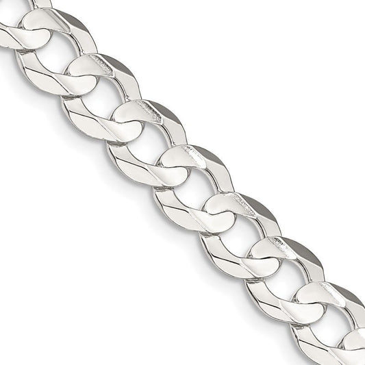 Sterling Silver 8mm Concave Beveled Curb Chain Necklace