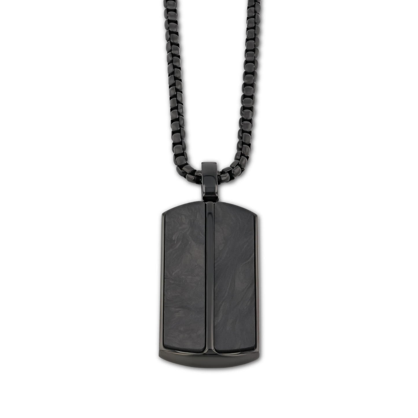 Stainless Steel Pendant with Carbon Fiber Inlay and 22 Inch Matching Chain