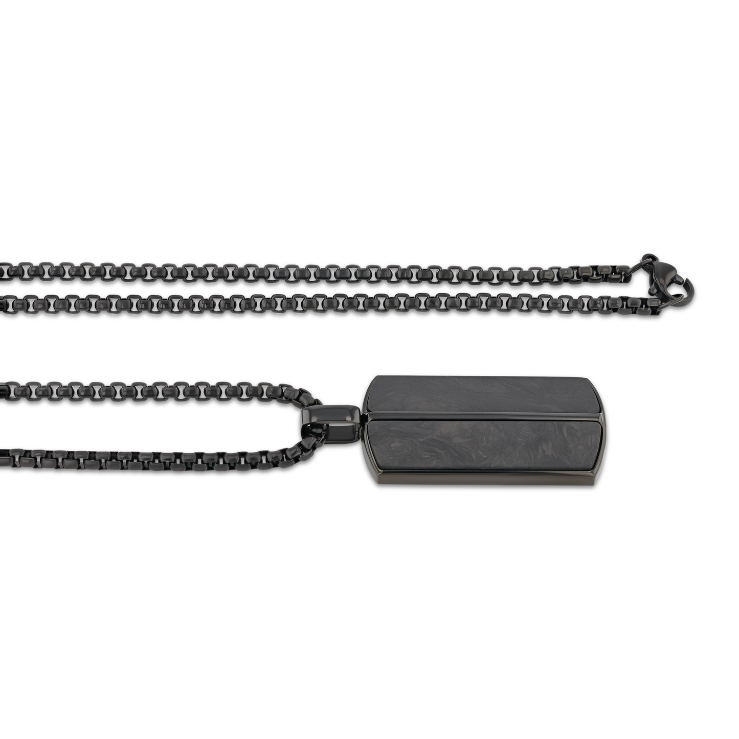 Stainless Steel Pendant with Carbon Fiber Inlay and 22 Inch Matching Chain