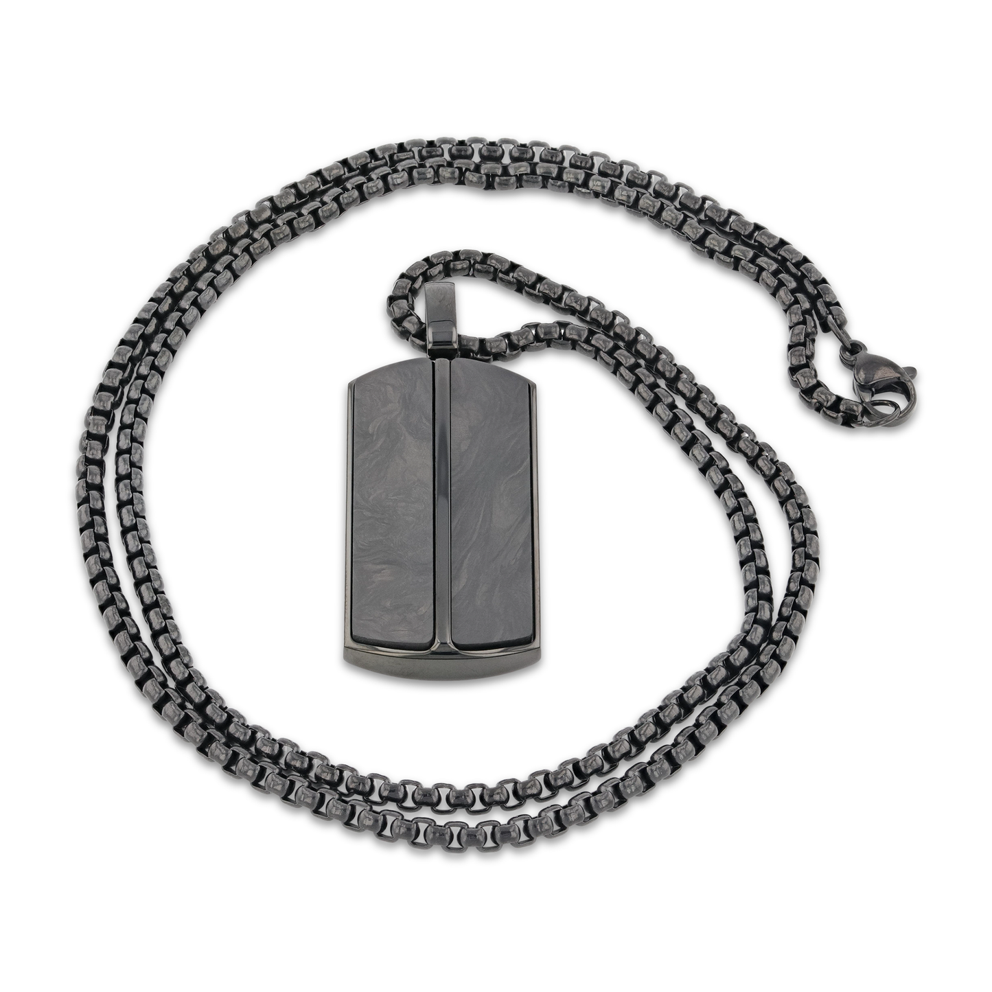 Stainless Steel Pendant with Carbon Fiber Inlay and 22 Inch Matching Chain