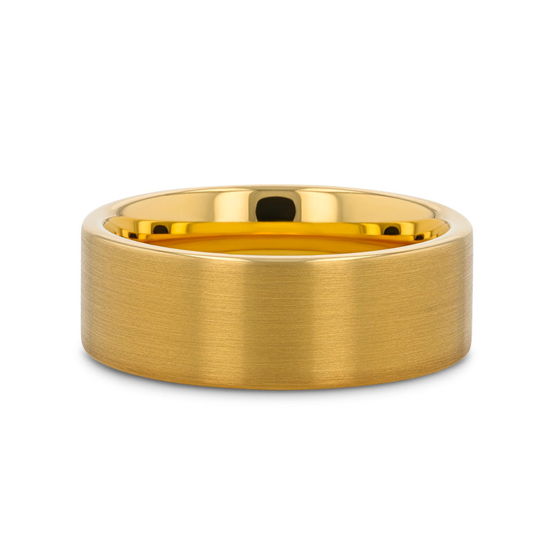AUDEN Gold Plated Flat Brushed Finished Tungsten Wedding Ring - 6mm & 8mm