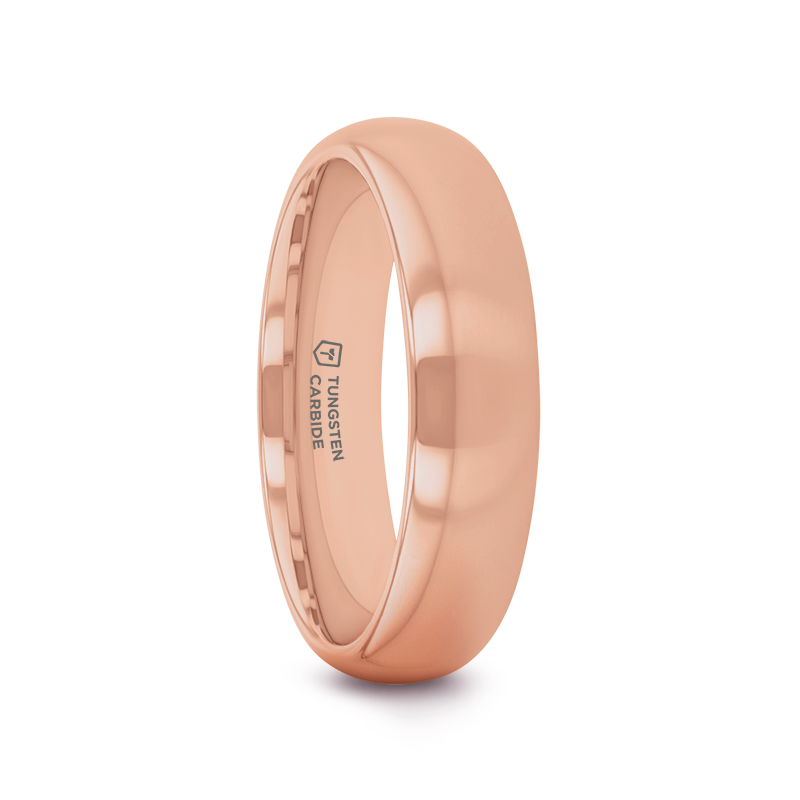 SOL Traditional Domed Rose Gold Plated Tungsten Carbide Wedding Ring - 4mm - 8mm