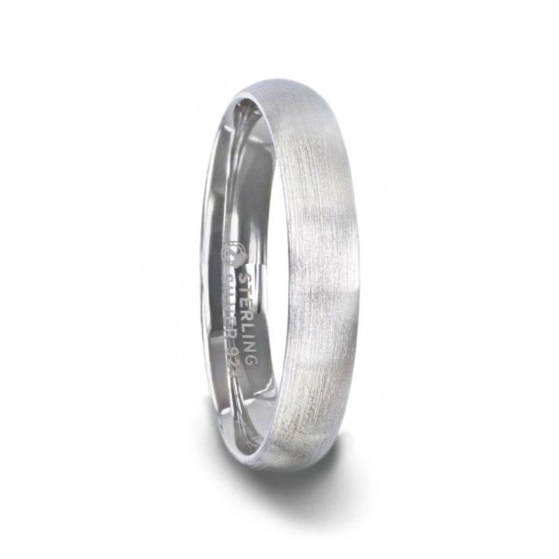 EMPEROR Silver Brushed Finish Domed Wedding Band - 4mm & 8mm