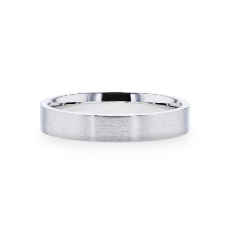 ARISTOCRAT Silver Brushed Finish Flat Style Wedding Band - 4mm & 8mm
