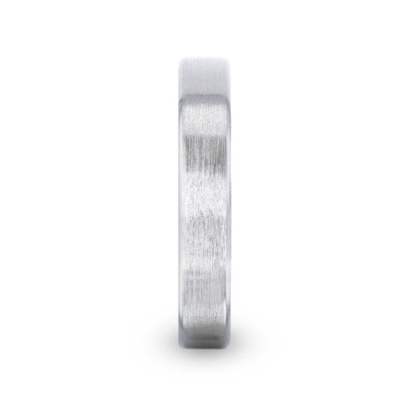 CASPER Silver Brushed Center Flat Style Wedding Band With Beveled Edges - 4mm & 8mm