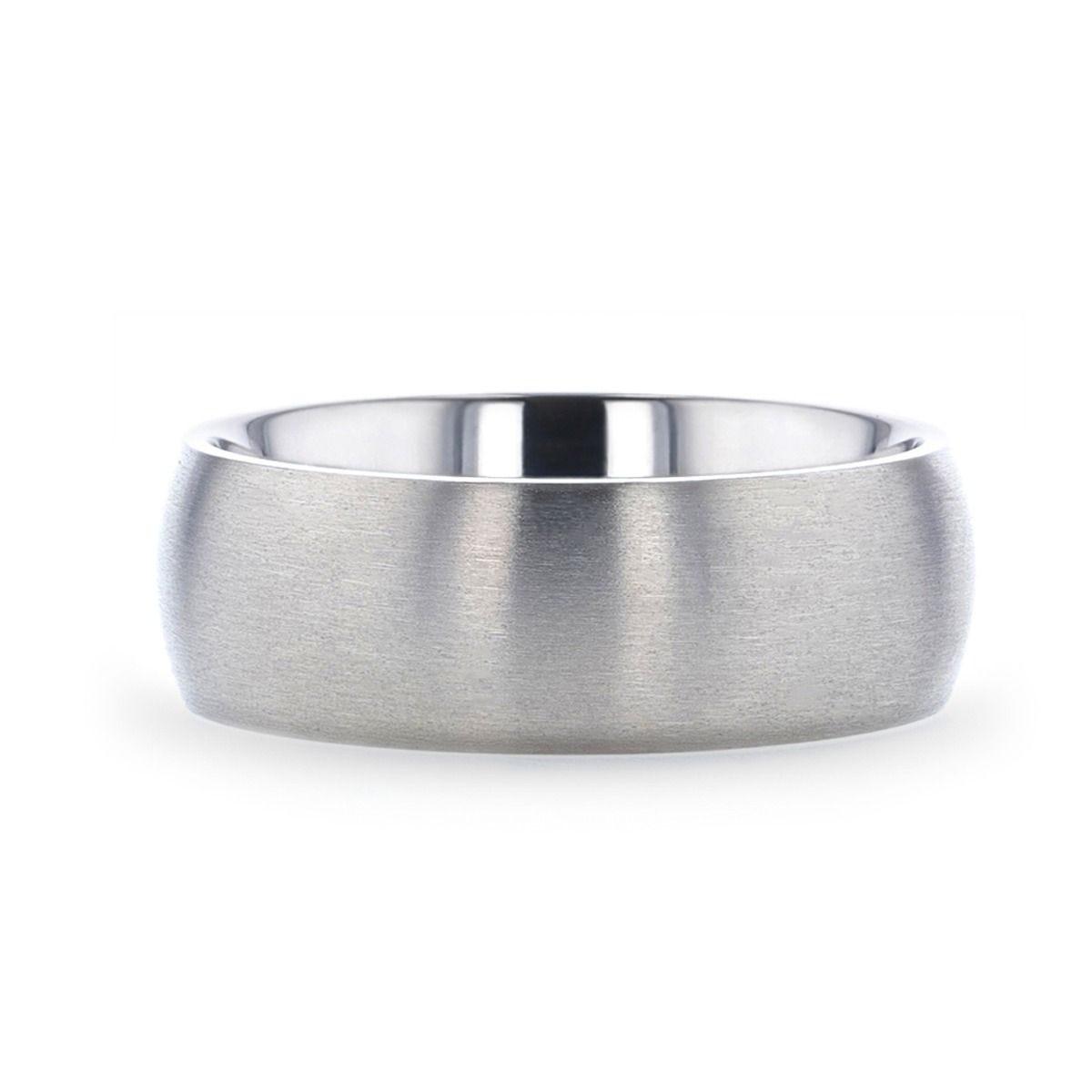 ERIS Men’s Titanium Brushed Finish Domed Wedding Band - 6mm & 8mm