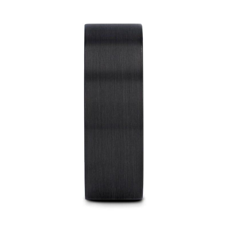 SAN BERNARDINO Brushed Finish Flat Black Titanium Men’s Wedding Band - 6mm & 8mm