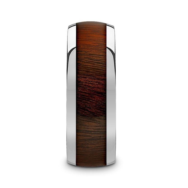 DALBERG Tungsten Carbide Rosewood Inlay Polished Finish Men’s Domed Wedding Ring - 8mm