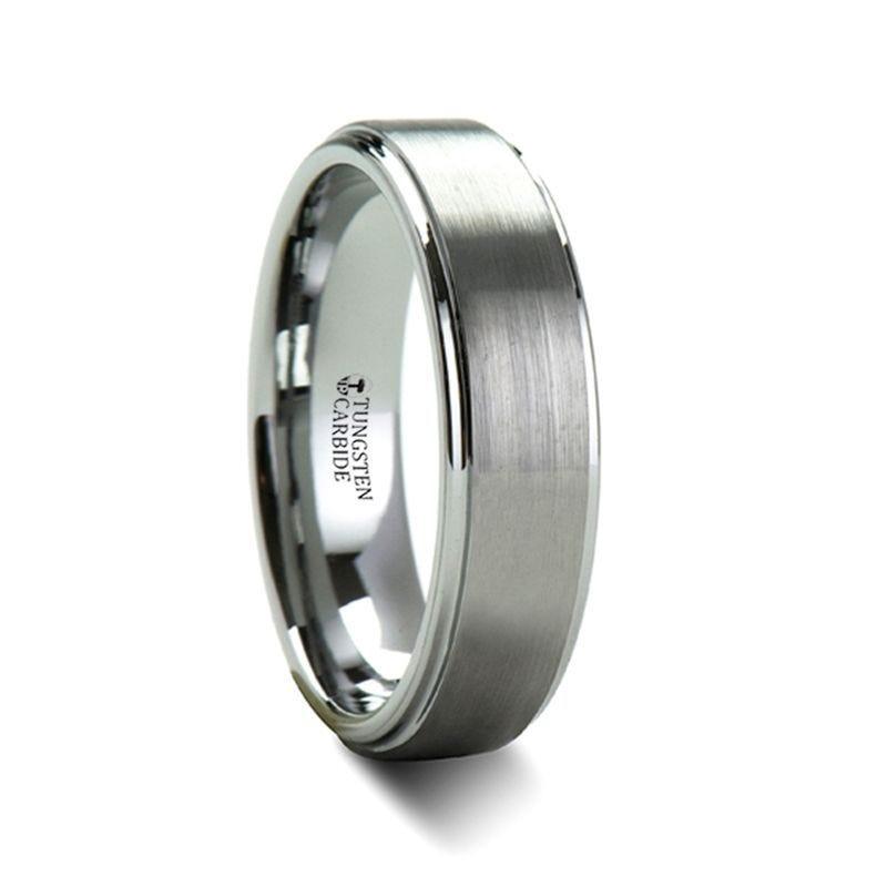 OPTIMUS Raised Center with Brush Finish Tungsten Ring - 4mm - 6mm