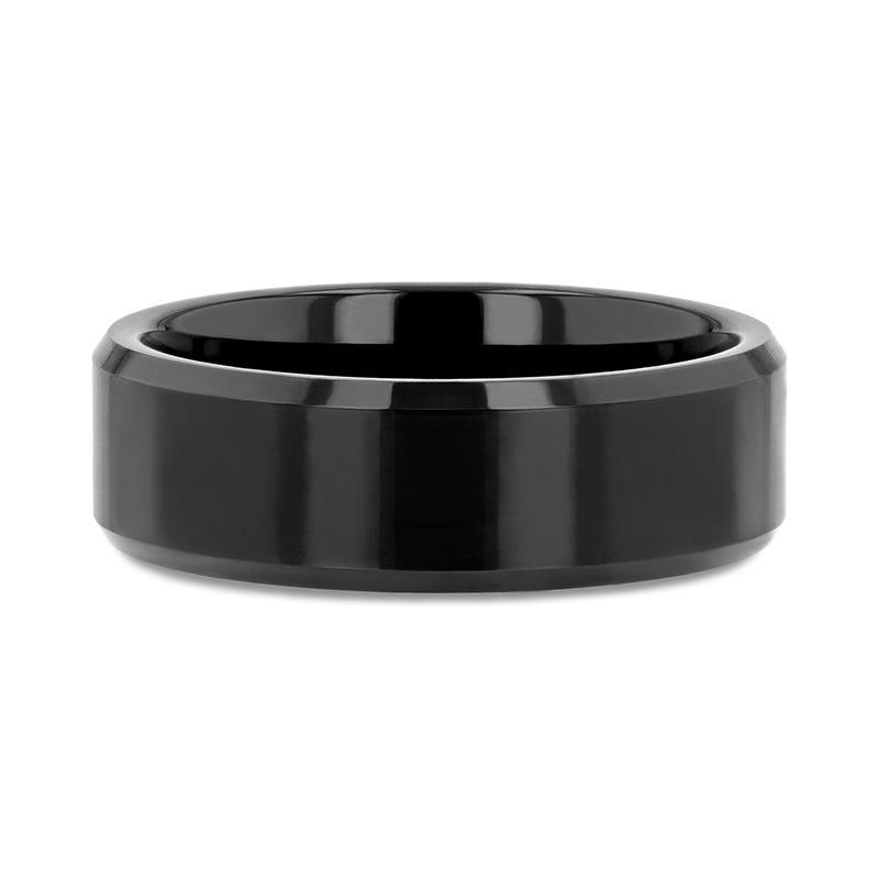 INFINITY Black Tungsten Ring with Beveled Edges - 4mm - 6mm
