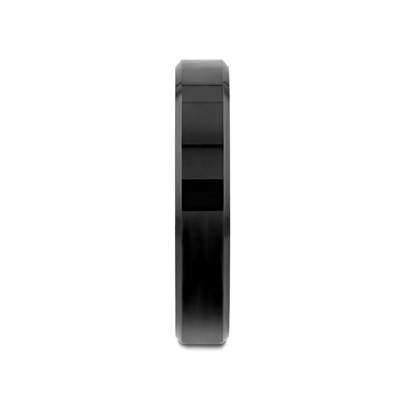 INFINITY Black Tungsten Ring with Beveled Edges - 4mm - 6mm