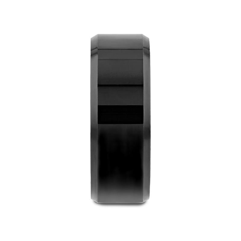 INFINITY Black Tungsten Ring with Beveled Edges - 8mm - 12mm