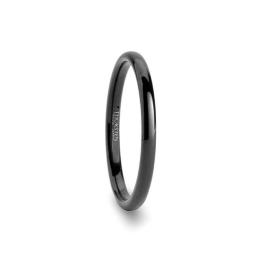 RAVEN Domed Black Tungsten Wedding Band - 2mm - 6mm