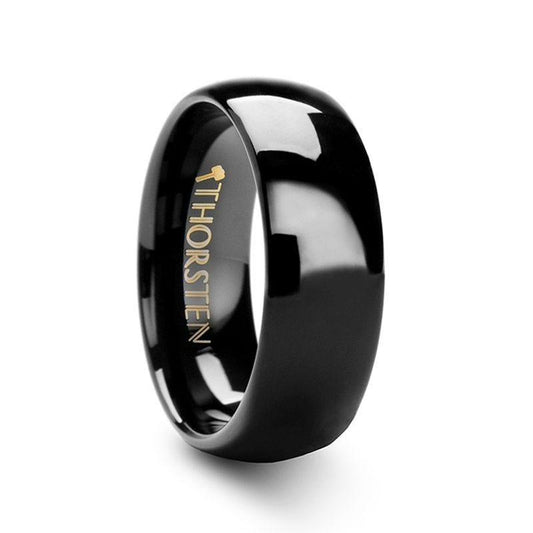 RAVEN Domed Black Tungsten Wedding Band - 8mm - 12mm