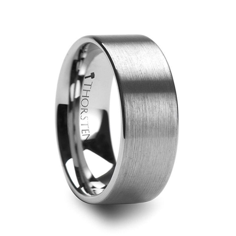 MERCURY Flat Brushed Finish Tungsten Wedding Ring - 8mm - 12mm