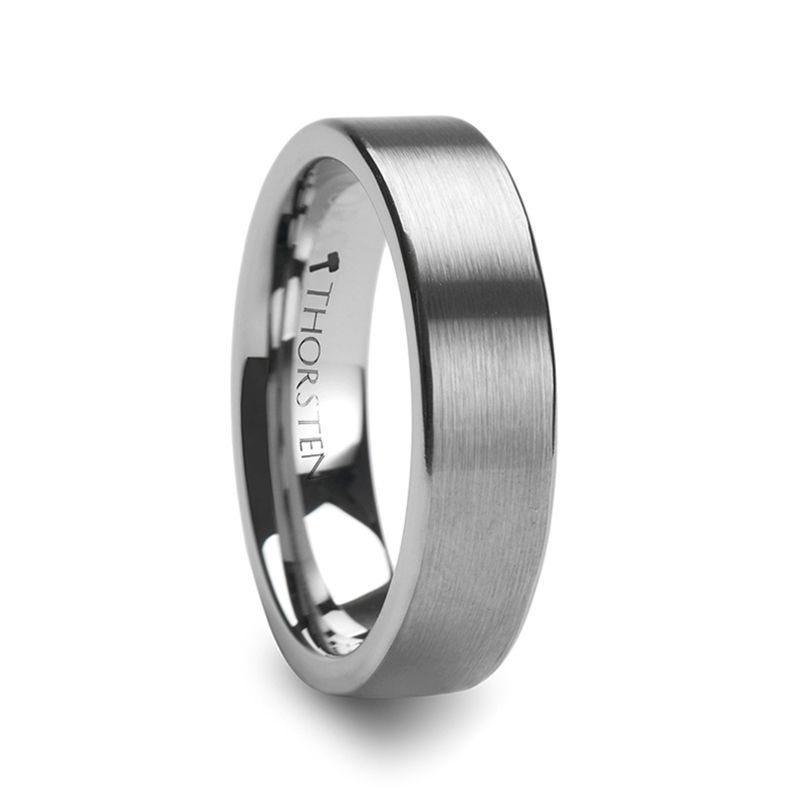 MERCURY Flat Brushed Finish Tungsten Wedding Ring - 2mm - 6mm