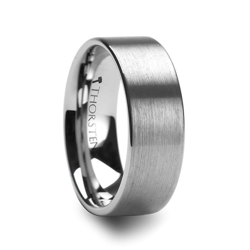 MERCURY Flat Brushed Finish Tungsten Wedding Ring - 8mm - 12mm