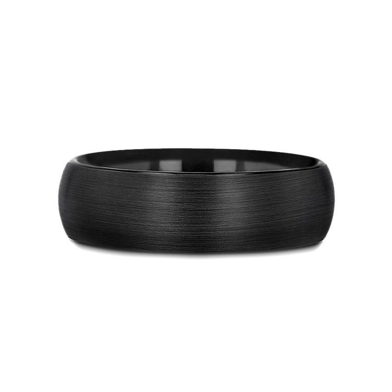 RAIDER Domed Brush Finished Black Tungsten Wedding Band - 2mm - 6mm
