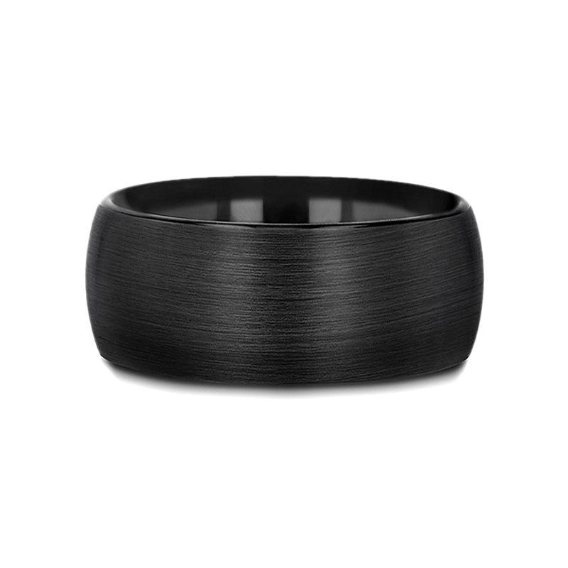 RAIDER Domed Brush Finished Black Tungsten Wedding Band - 8mm - 12mm