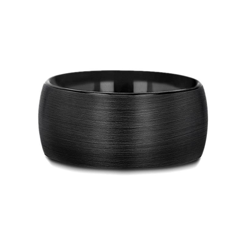 RAIDER Domed Brush Finished Black Tungsten Wedding Band - 8mm - 12mm