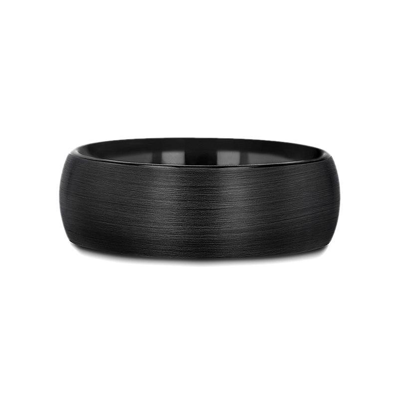 RAIDER Domed Brush Finished Black Tungsten Wedding Band - 8mm - 12mm