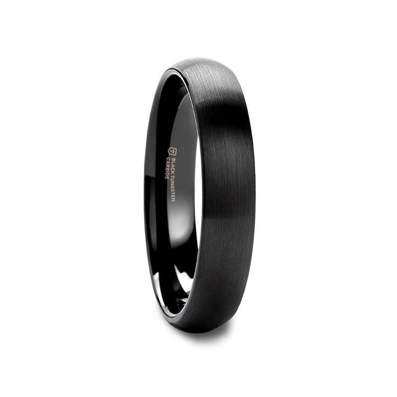RAIDER Domed Brush Finished Black Tungsten Wedding Band - 8mm - 12mm