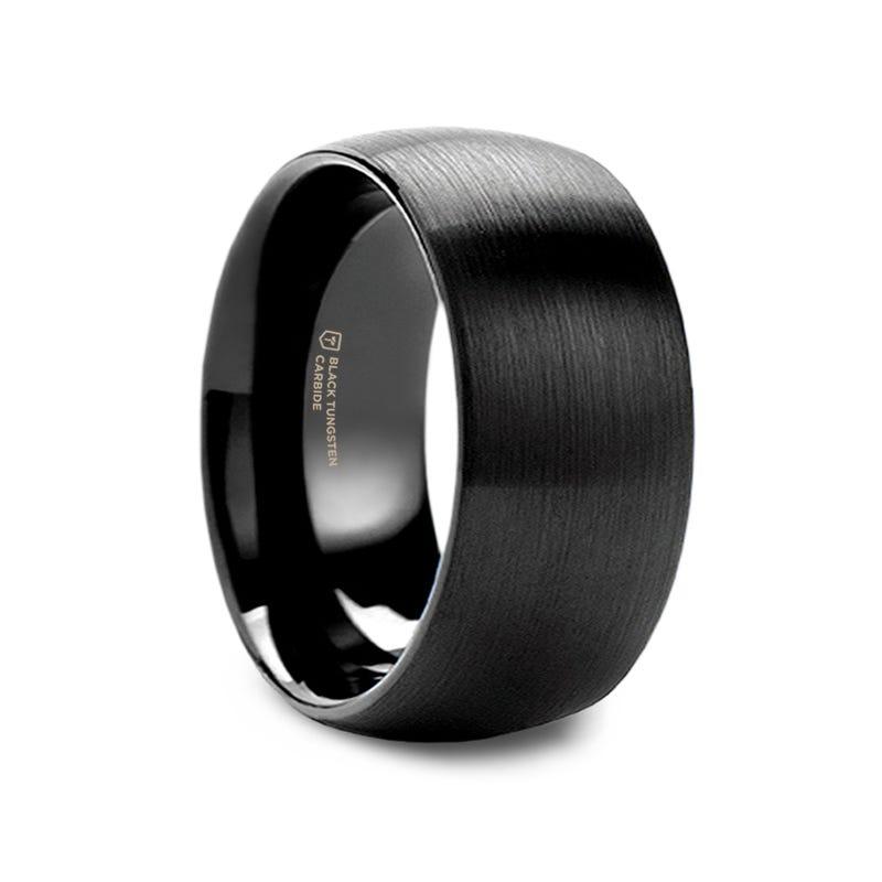 RAIDER Domed Brush Finished Black Tungsten Wedding Band - 8mm - 12mm