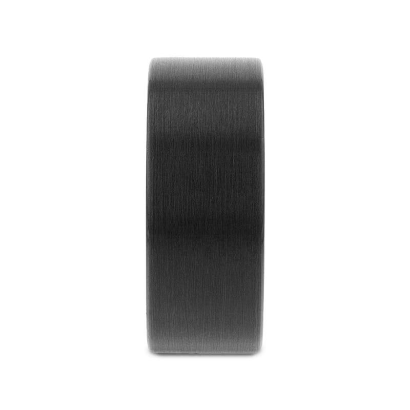 SAN ANTONIO Flat Black Tungsten Carbide Band with Brushed Finish - 8mm - 12mm