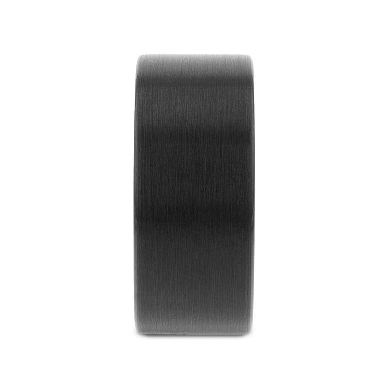 SAN ANTONIO Flat Black Tungsten Carbide Band with Brushed Finish - 8mm - 12mm