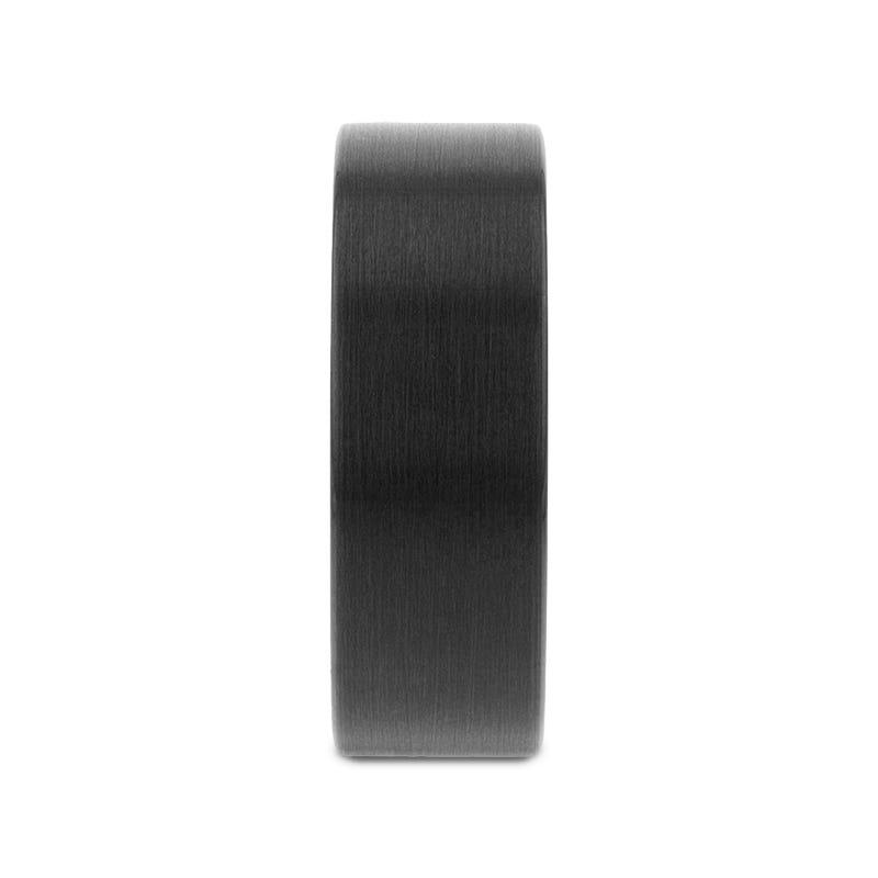 SAN ANTONIO Flat Black Tungsten Carbide Band with Brushed Finish - 8mm - 12mm