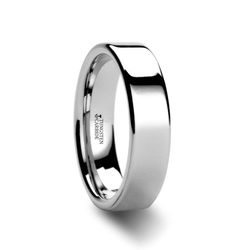STOCKTON Flat Style White Tungsten Ring - 2mm - 6mm