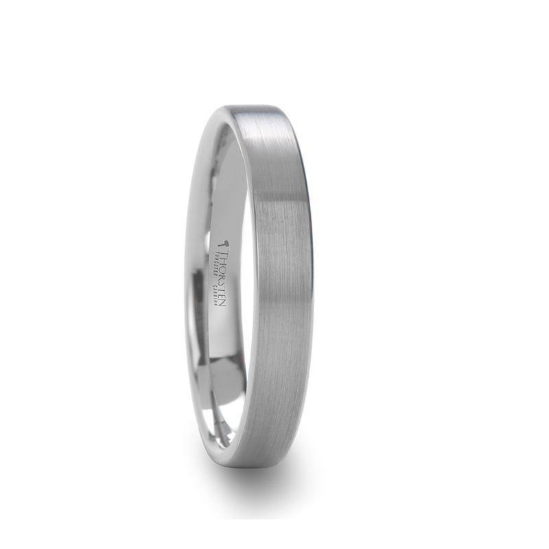 MASON Flat Brush Finished White Tungsten Wedding Ring - 2mm - 8mm