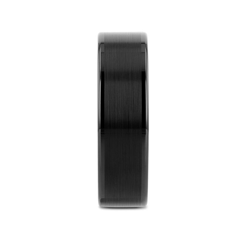 VULCAN Flat Black Tungsten Ring with Brushed Center & Polished Edges - 4mm - 6mm