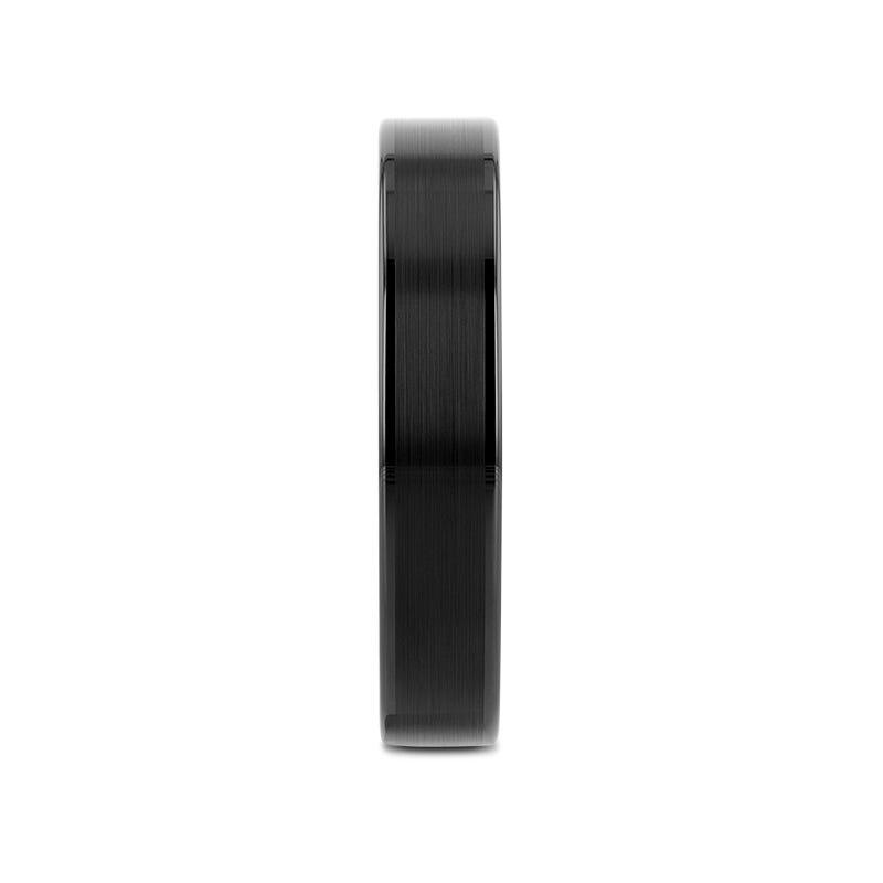 VULCAN Flat Black Tungsten Ring with Brushed Center & Polished Edges - 4mm - 6mm