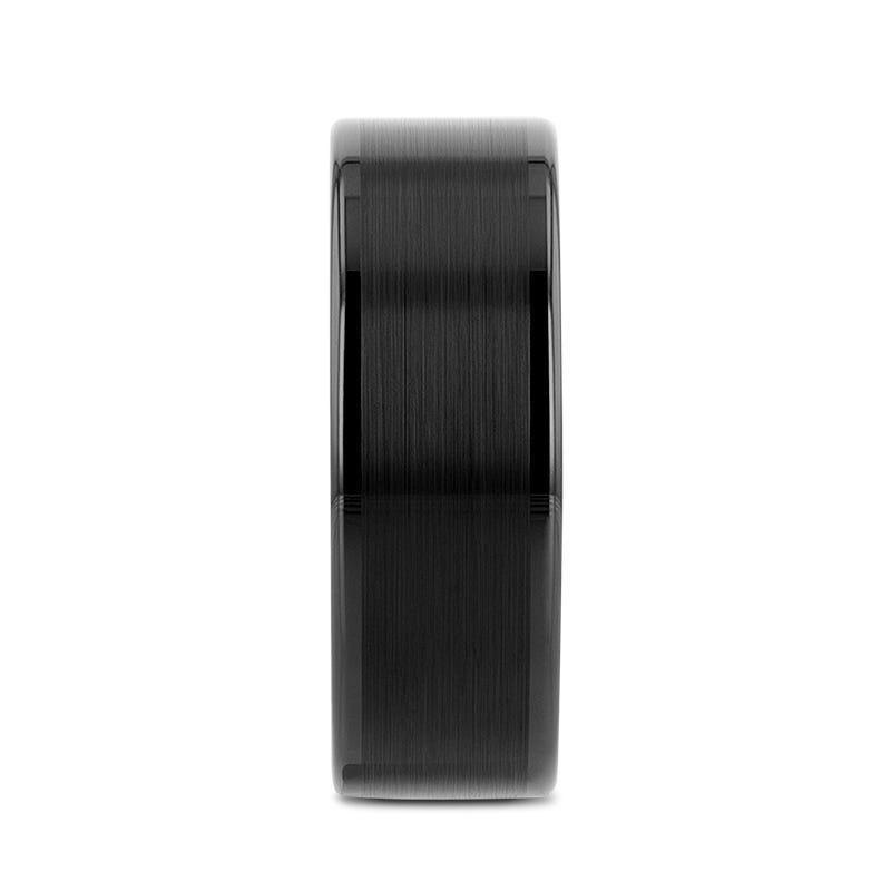 VULCAN Flat Black Tungsten Ring with Brushed Center & Polished Edges - 8mm - 12mm