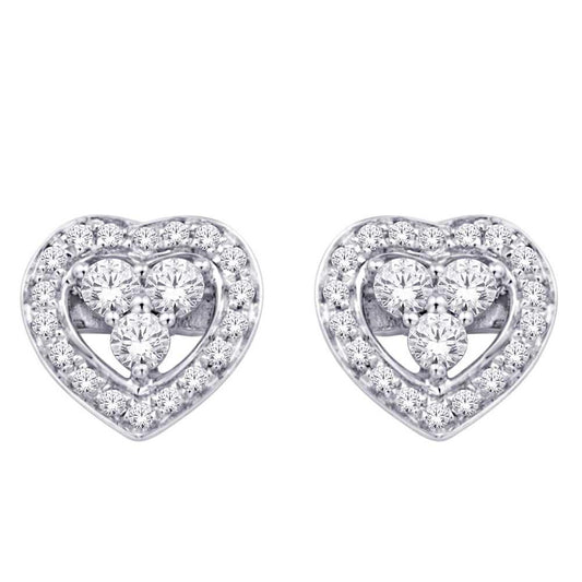 10K White Gold 1/6 Ct.Tw. Diamond Heart Earrings - Larson Jewelers