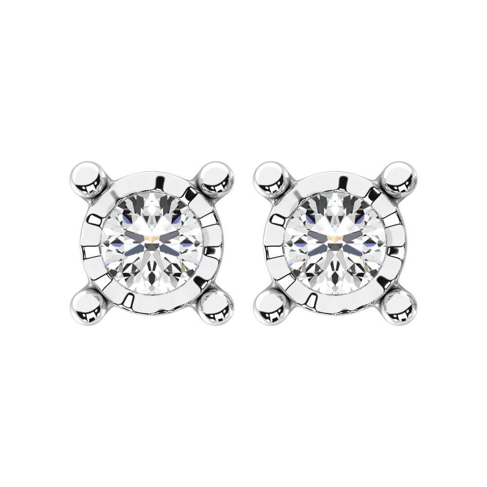 Diamond 1/10 Ct.Tw. Solitaire Stud Earrings in 14K White Gold - Larson Jewelers
