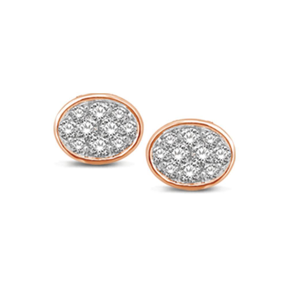 14K Rose Gold 1/5 Ctw Diamond Oval Shape Flower Stud Earrings - Larson Jewelers