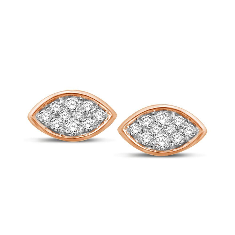 14K Rose Gold 1/5 Ctw Diamond Marquise Shape Flower Earrings - Larson Jewelers