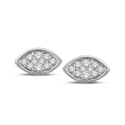 14K White Gold 1/5 Ctw Diamond Marquise Shape Flower Earrings - Larson Jewelers
