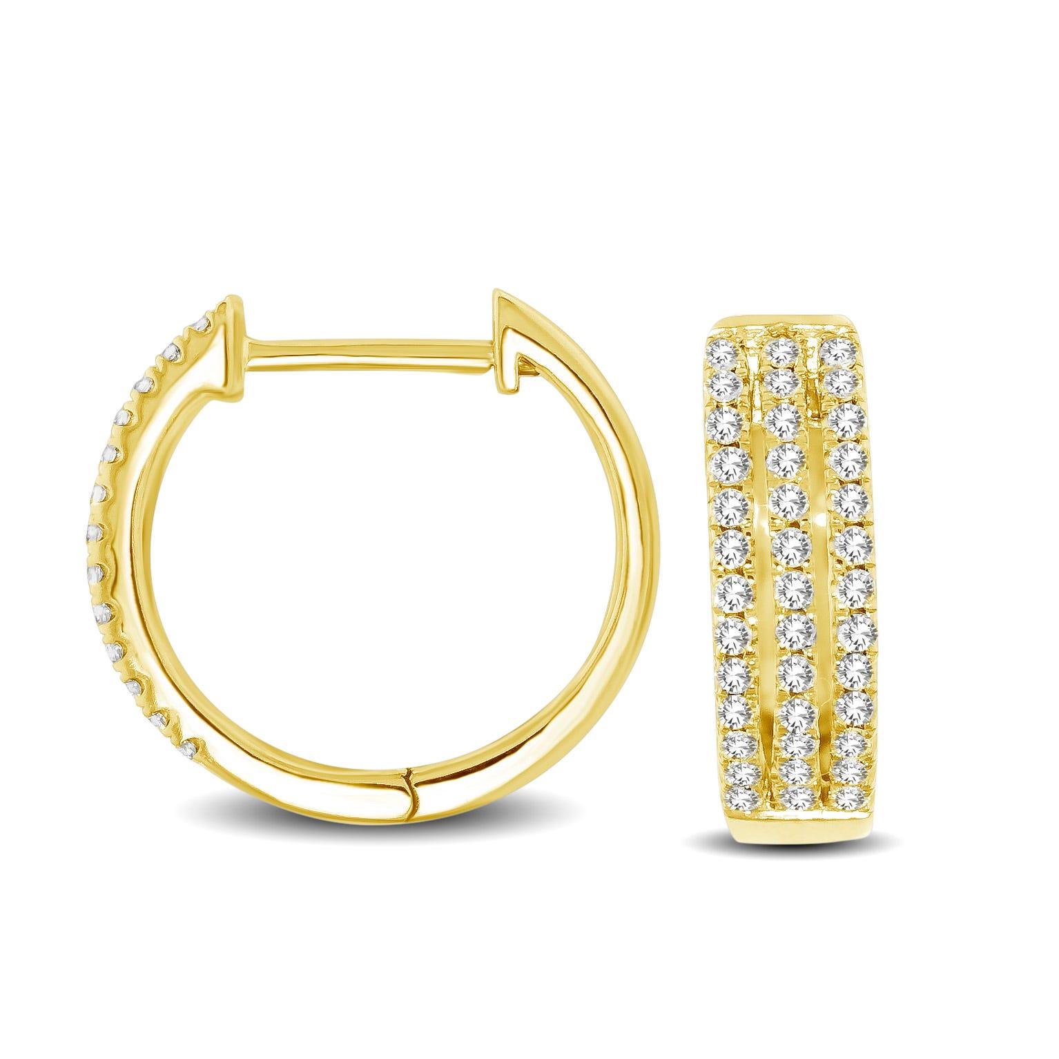 10K Yellow Gold 1/4 Ctw Diamond Hoop Earrings - Larson Jewelers