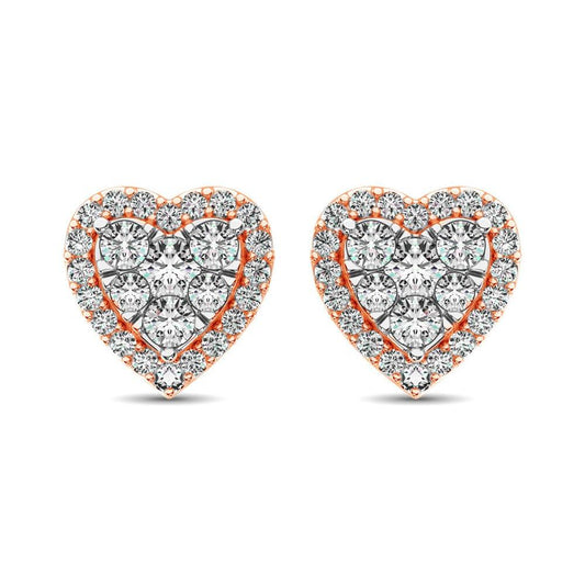 Diamond 3/4 ct tw Heart Earrings in 14K Rose Gold - Larson Jewelers