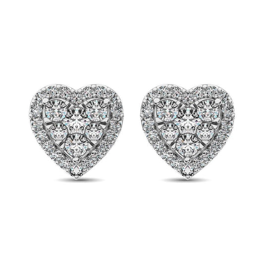 Diamond 3/4 ct tw Heart Earrings in 14K White Gold - Larson Jewelers