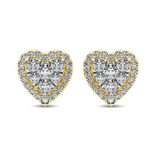Diamond 3/4 ct tw Heart Earrings in 14K Yellow Gold - Larson Jewelers