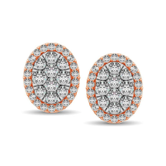 Diamond 3/4 ct tw Oval Shape Earrings in 14K Rose Gold - Larson Jewelers