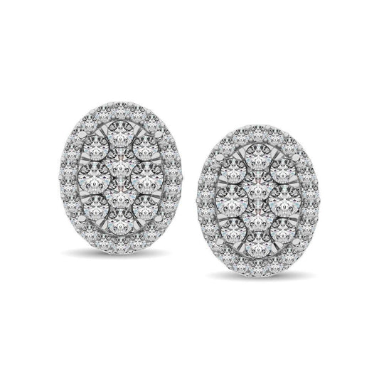 Diamond 3/4 ct tw Oval Shape Earrings in 14K White Gold - Larson Jewelers
