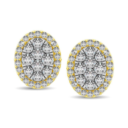 Diamond 3/4 ct tw Oval Shape Earrings in 14K Yellow Gold - Larson Jewelers
