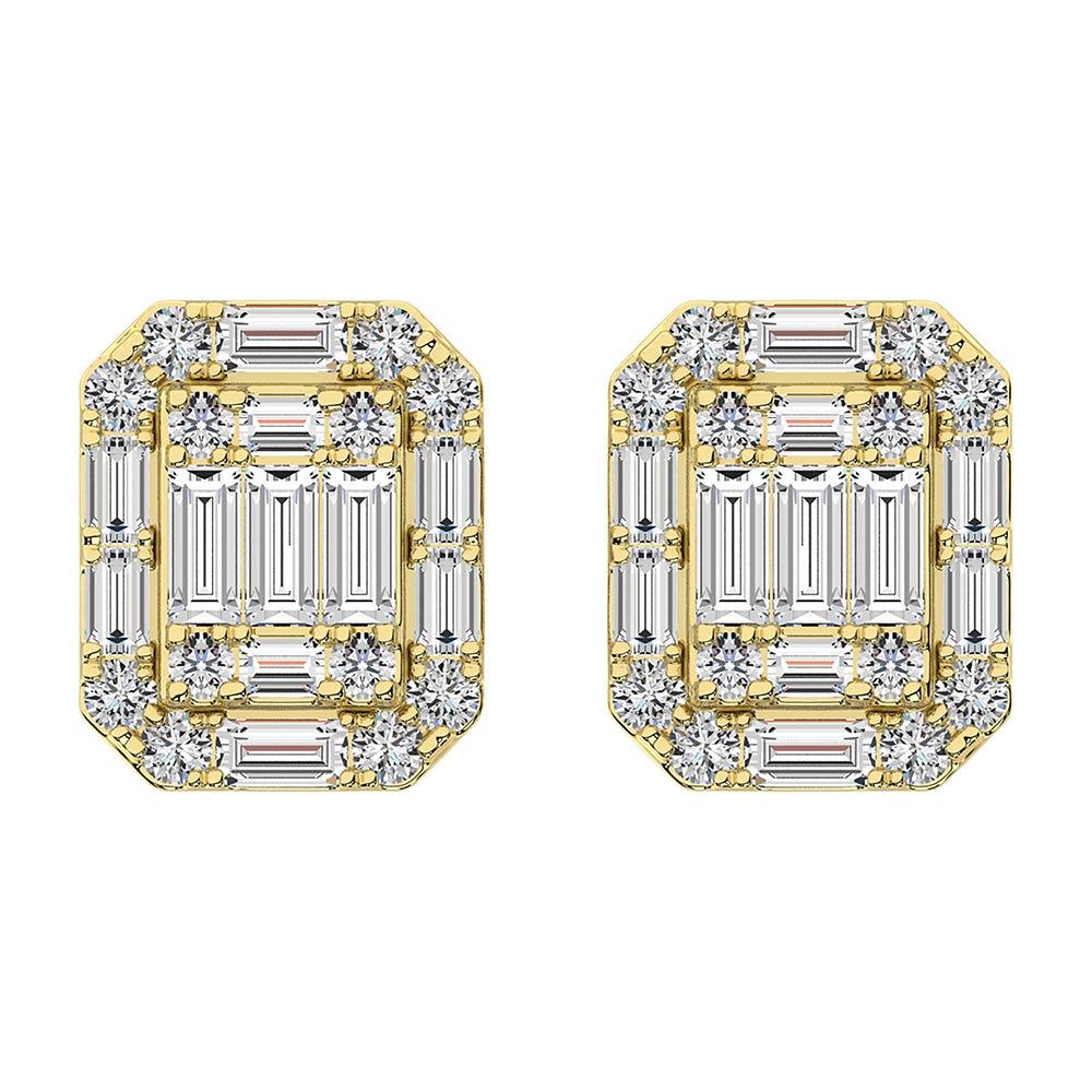 Diamond 3/8 Ct.Tw. Round and Baguette Fashion Earrings in 14K Yellow Gold - Larson Jewelers