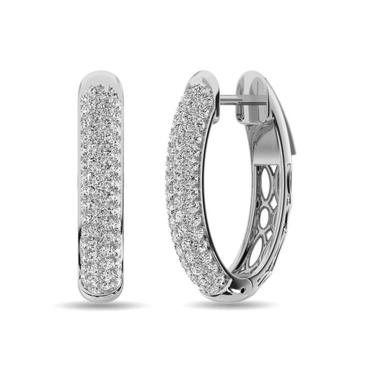 Diamond 1 ct tw Hoop Earrings in 14K White Gold - Larson Jewelers